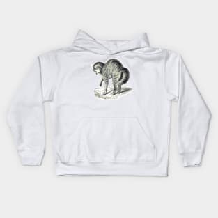 Creepy cat preparing to attack. Vintage drawing. Kids Hoodie